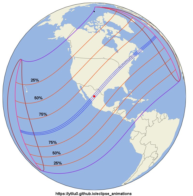 Orthographic eclipse map